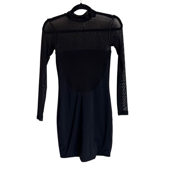 Revolve SER.O.YA Dress Womens Small Black Keegan Bodycon Mesh Long Sleeve Mini - Picture 1 of 11